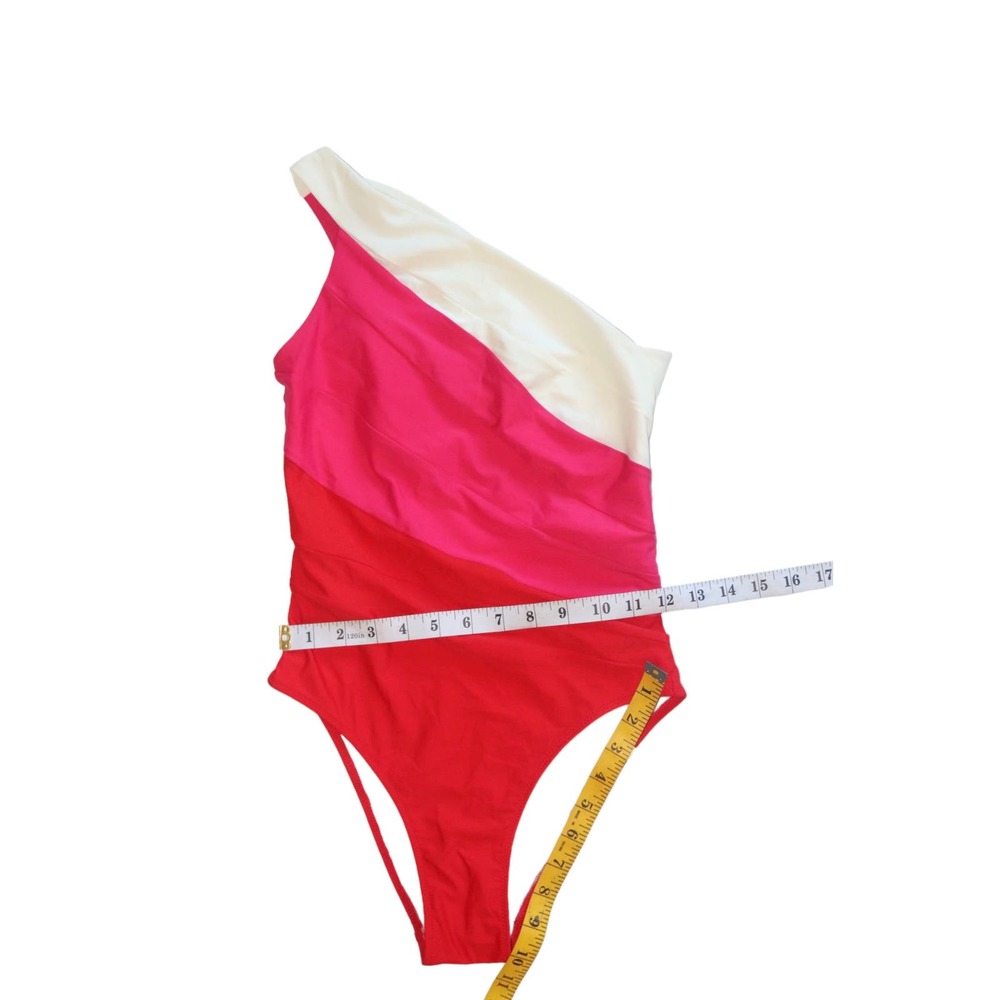summersalt One-Shoulder Colorblock One-Piece Swimsuit in Red, Pink & Cream - Picture 4 of 7